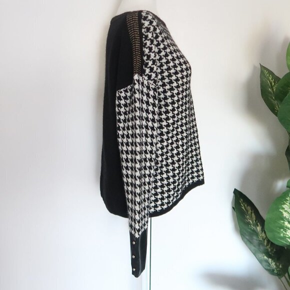 Liu Jo Black & White Houndstooth Knit Longsleeve Sweater, Pullover Size Small S - Picture 8 of 16